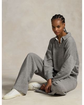 Drawstring Fleece Wide Leg Sweatpants