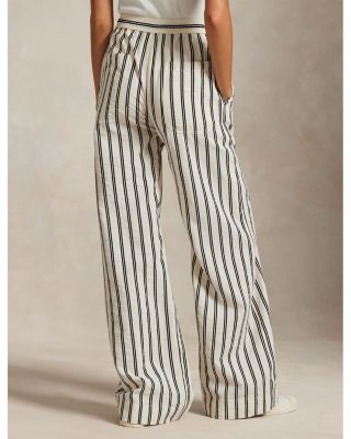 Striped Silk Blend Wide Leg Pants