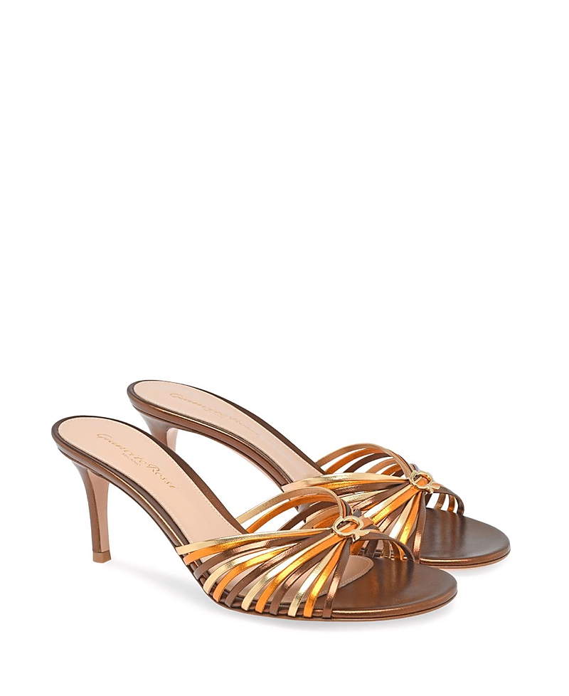 Gianvito Rossi Multi Leather Stiletto Slide Sandals