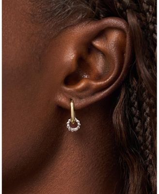 Solid Yellow Gold - White Gold Galaxy Hoop Earrings Set