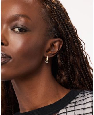 Solid Yellow Gold - White Gold Galaxy Hoop Earrings Set