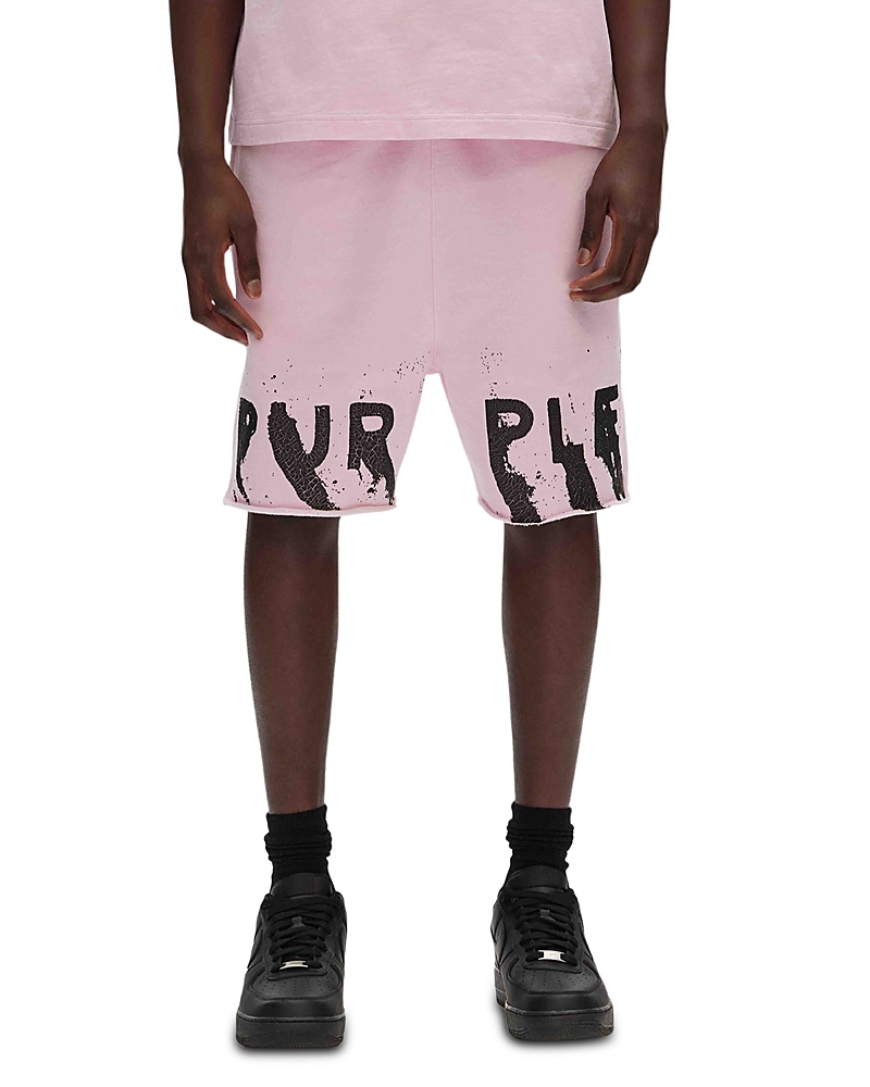 Purple Brand Crackle Logo Cutoff Fleece Shorts