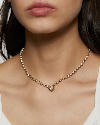 Bklyn Cubic Zirconia Bezel Collar Necklace, 16"-18"