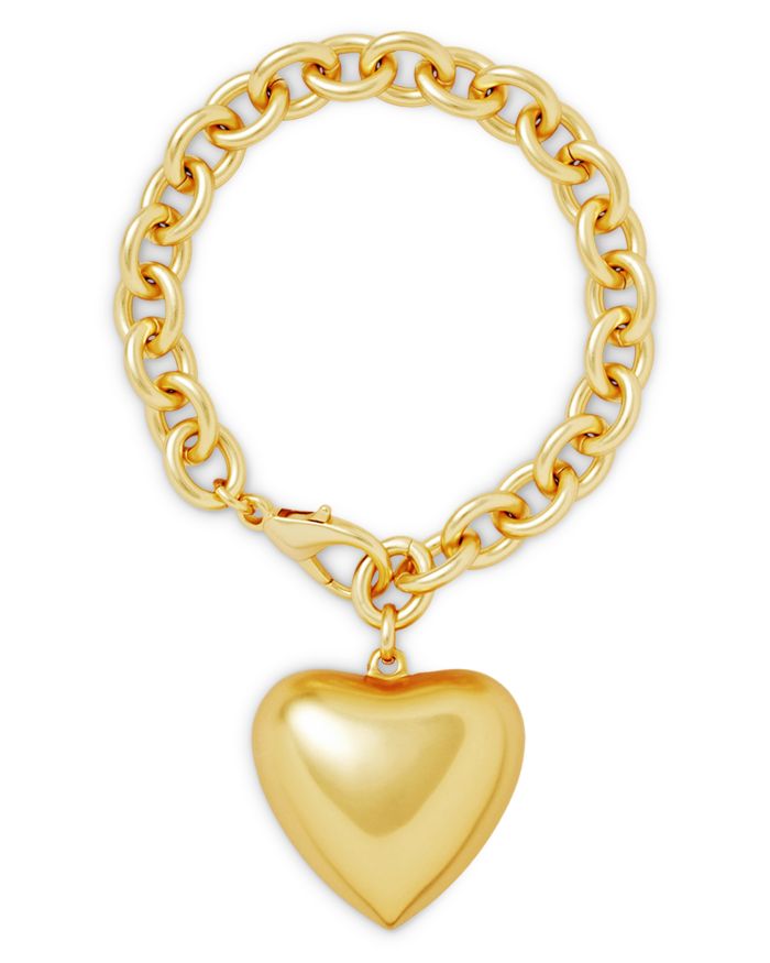 Puffy Heart Charm Link Bracelet