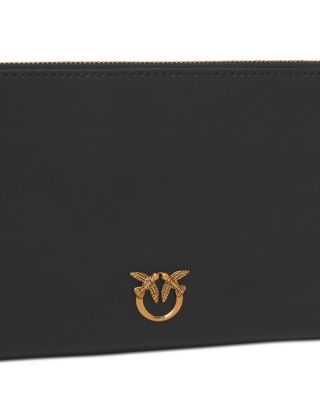 Horizontal Flat Black Leather Crossbody Bag