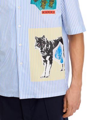 Mixed Media Boxy Fit Bowling Shirt 