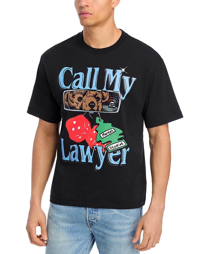 Market Call My Lawyer Cotton Graphic T-shirt In Black