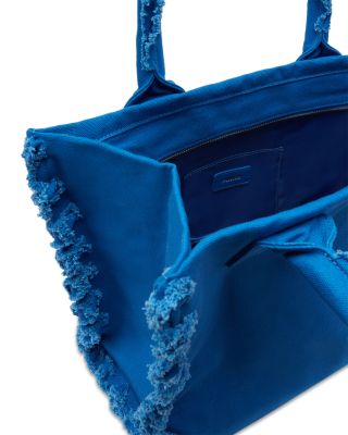 Beach Shopping Blue Cotton Canvas Handbag