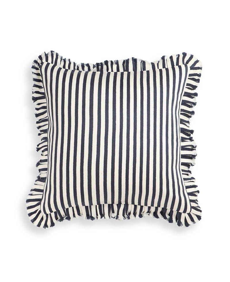 Tov Furniture Alessia Striped Ruffle 20in Square Accent Pillow In Blue
