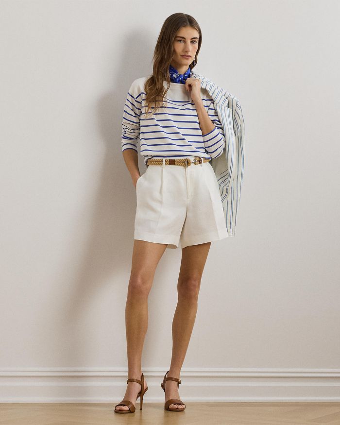 Striped Cotton Jersey Boatneck Top