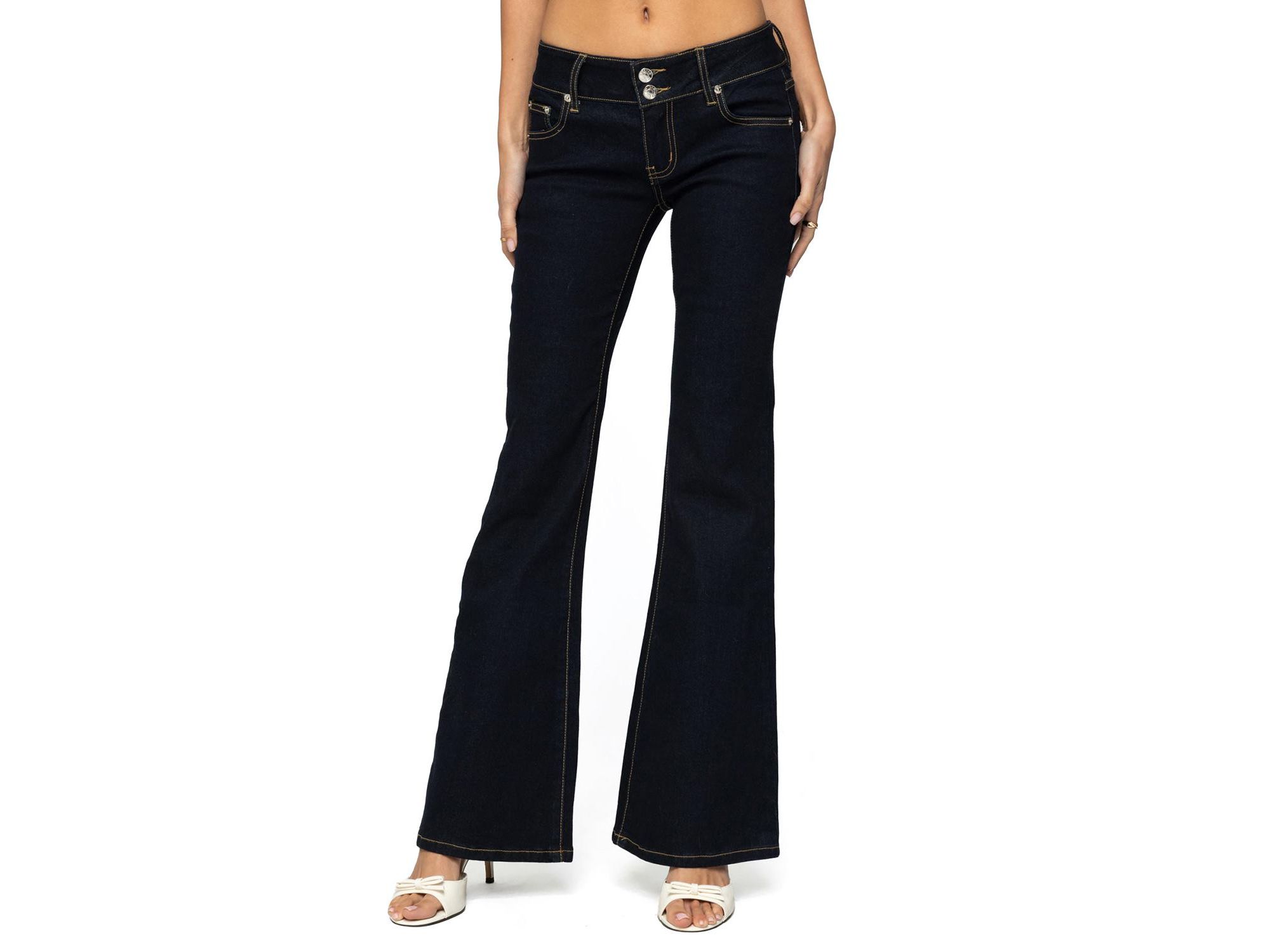 Tilda Low Rise Flared Dark Rinse Wash Jeans - Image 1