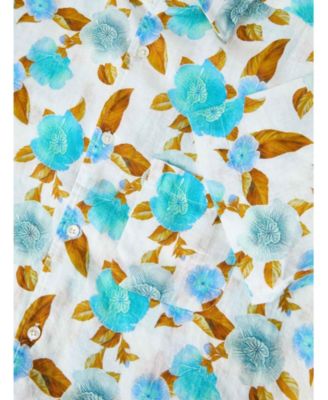 Morgan Floral Print Linen Short Sleeve Shirt