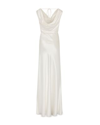 Hammered Satin Cowl Neck Gown
