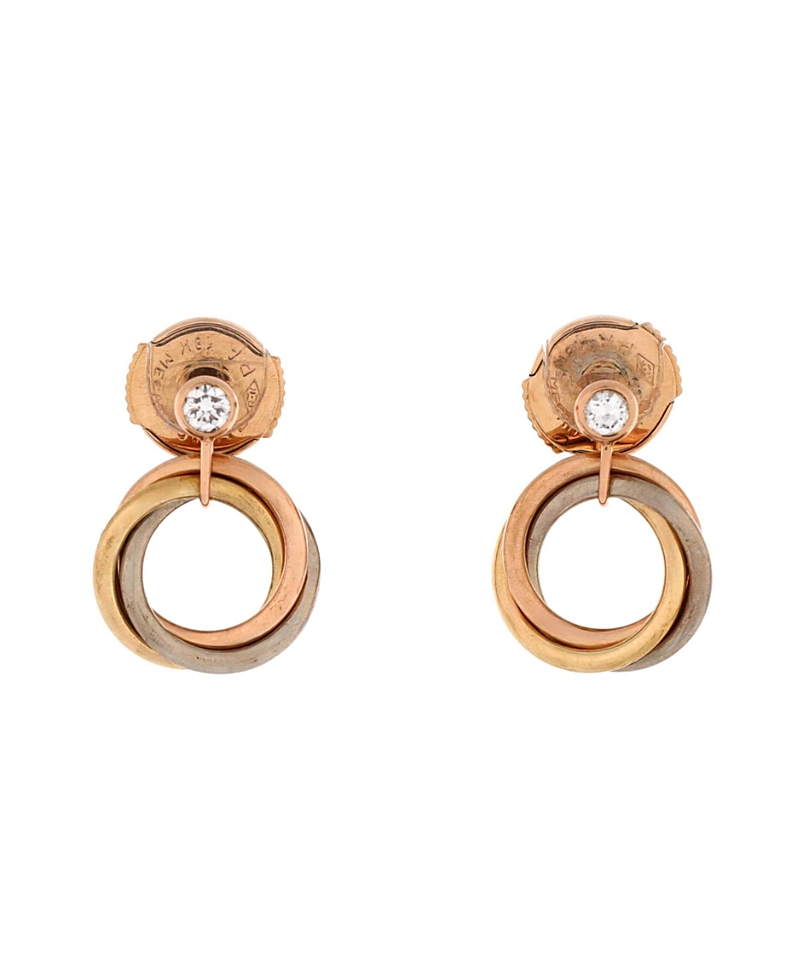 Pre-owned Pre-owned Cartier Cartier Trinity Dangle Earrings 18k Tricolor Gold With Diamond