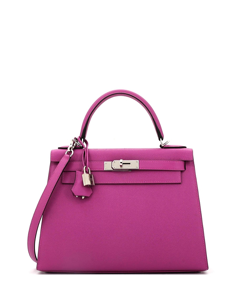 Pre-owned Pre-owned Hermes Hermes Kelly 28 Handbag Pink Epsom With Palladium Hardware In Purple
