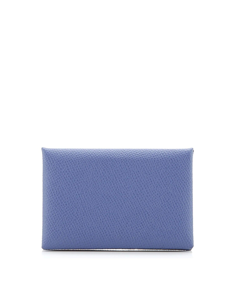 Pre-owned Pre-owned Hermes Hermes Calvi Duo Card Holder Epsom In Blue