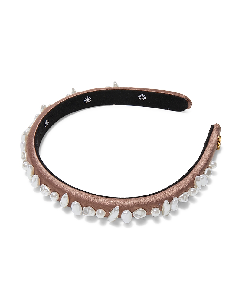 Lele Sadoughi Gigi Faux Pearl Treasure Headband In Brown