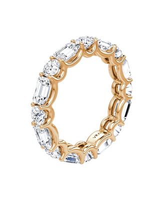 Alternating Shapes Eternity Band in Gold/Platinum, 2.8ctw Emerald & Round Brilliant Lab Grown Diamond