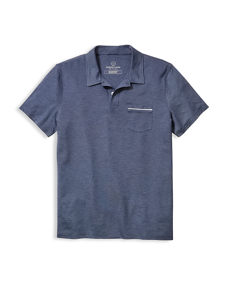 Marine Layer Short Sleeve Air Pocket Polo Shirt In Blue