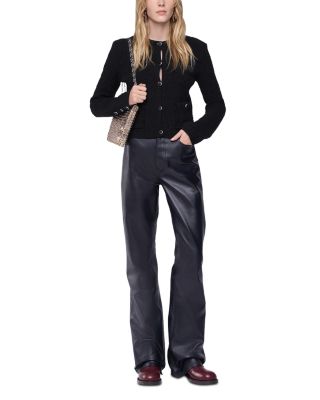 パンツ Rabanne Leather Pants With Central Button Closure Rabanne Flare Lambskin Leather Pants | Nordstrom