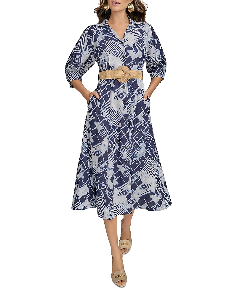 Shop Donna Karan Linen Blend Belted Shirtdress