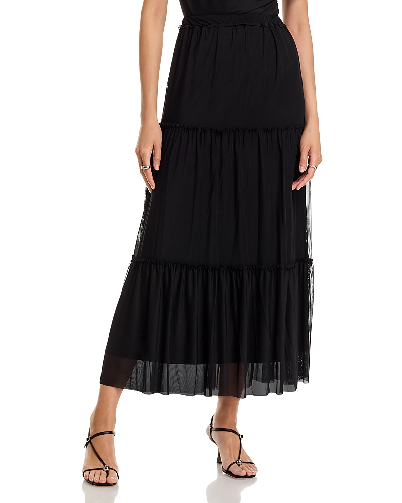 Aqua Mesh Maxi Skirt - Exclusive In Black