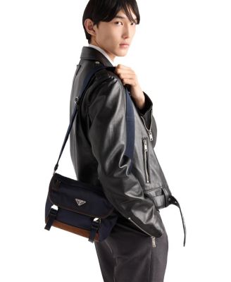 Medium Re-Nylon and Leather Shoulder Bag