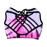  Tie Dye Contrast Strappy Back Sports Bra - (7-14 - Big Kid