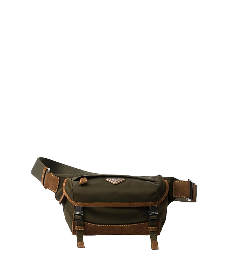 Prada Small Re-nylon And Suede Shoulder Bag