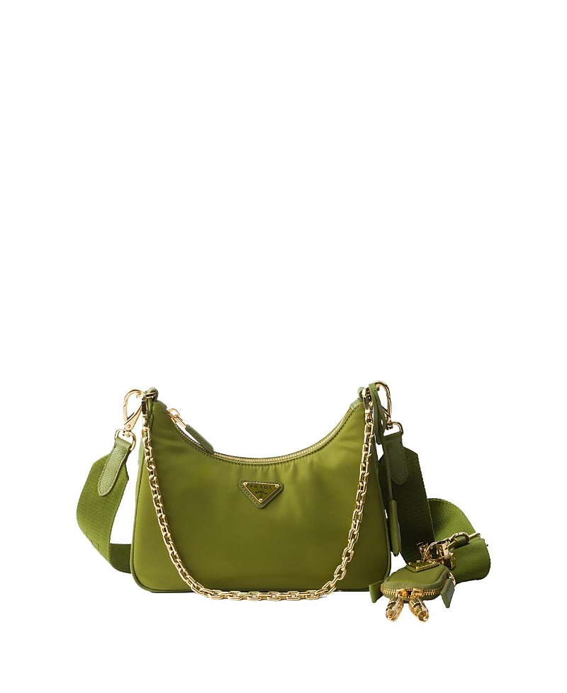PRADA RE-EDITION 2005 RE-NYLON AND SAFFIANO LEATHER BAG WITH CHARM
