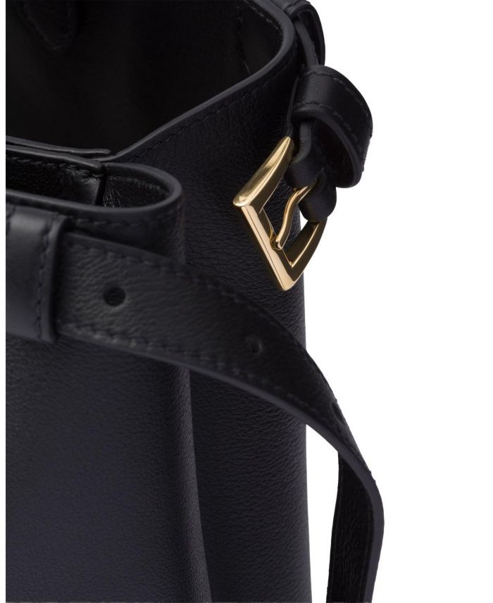 Buckle Medium Leather Handbag with Double Belt