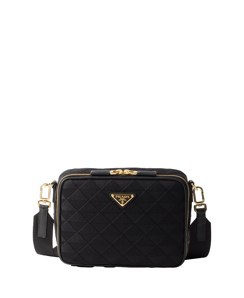 Prada Brique Triangle-motif Messenger Bag In Black