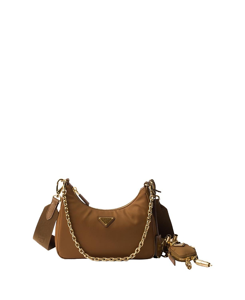 PRADA RE-EDITION 2005 RE-NYLON AND SAFFIANO LEATHER BAG WITH CHARM