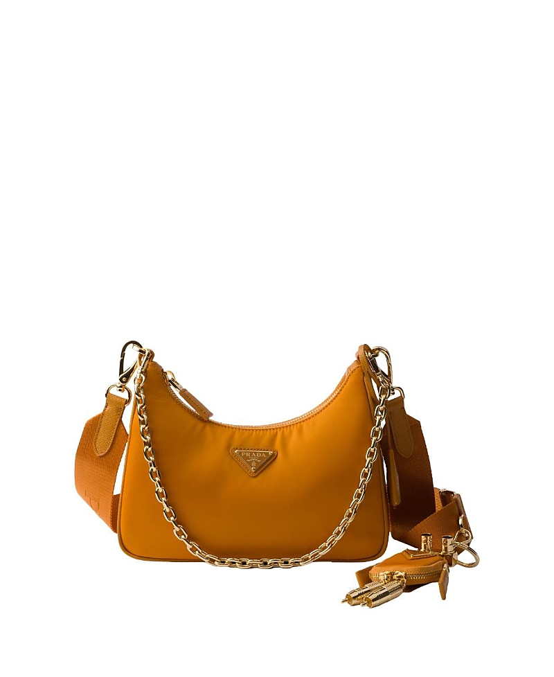 PRADA RE-EDITION 2005 RE-NYLON AND SAFFIANO LEATHER BAG WITH CHARM