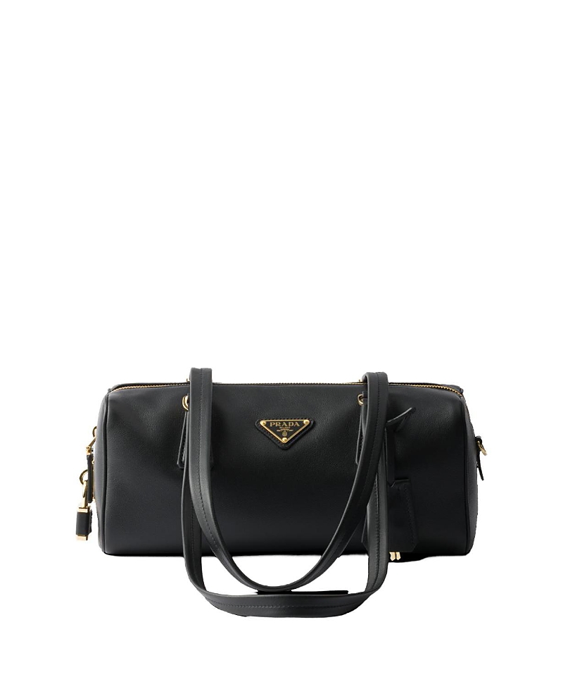 Prada Medium Leather Top-Handle Bag with Padlock