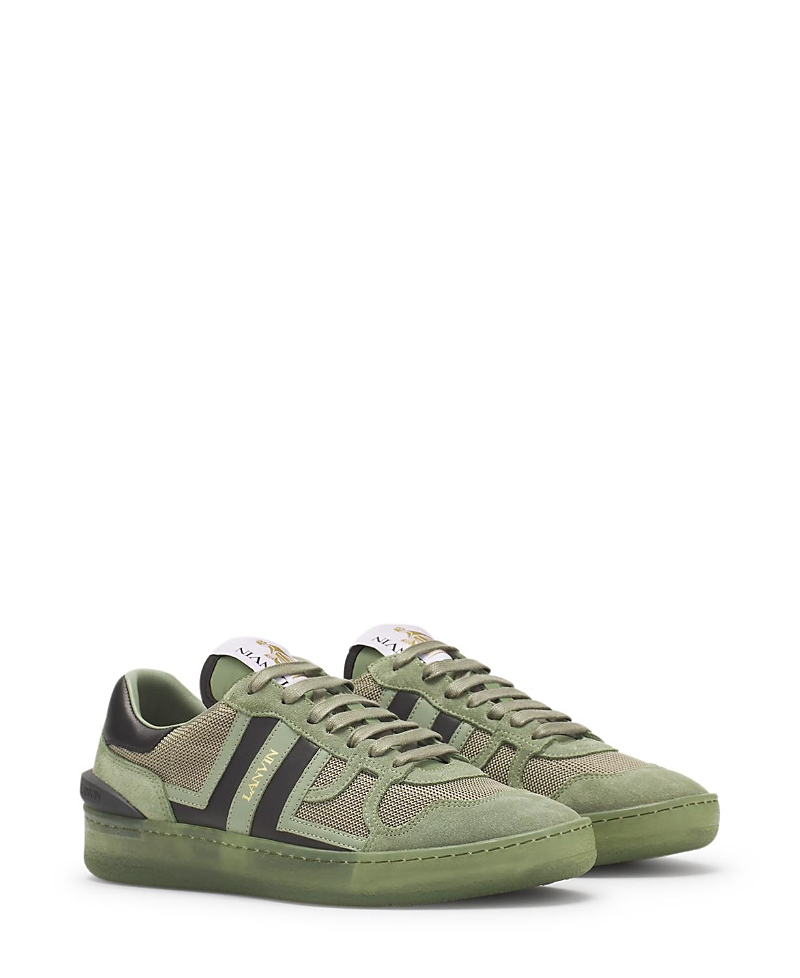 Lanvin Clay Sneakers In Green Suede And Fabric