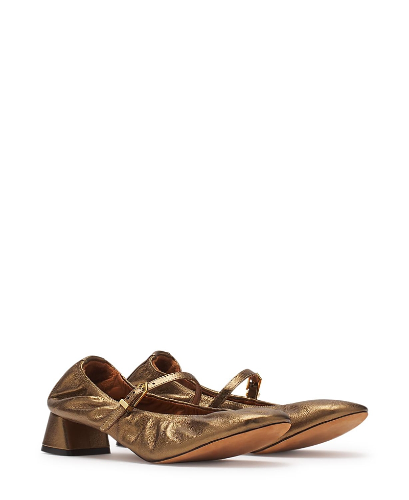 Lanvin Women's Mary Janes with Metallic Leather Heels