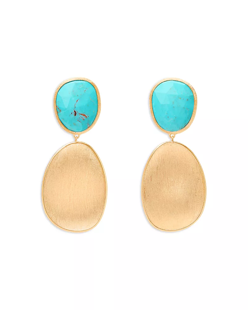 Marco Bicego 18K Yellow Gold Lunaria Turquoise Double Drop Earrings