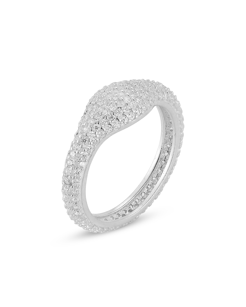 AQUA PAVE SIGNET DOME RING, EXCLUSIVE