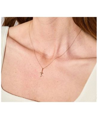 9K Yellow Gold Diamond Cross Charm Pendant