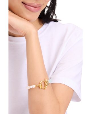 Ropes & Knots Blue Bead & Cultured Freshwater Pearl Flex Bracelet 