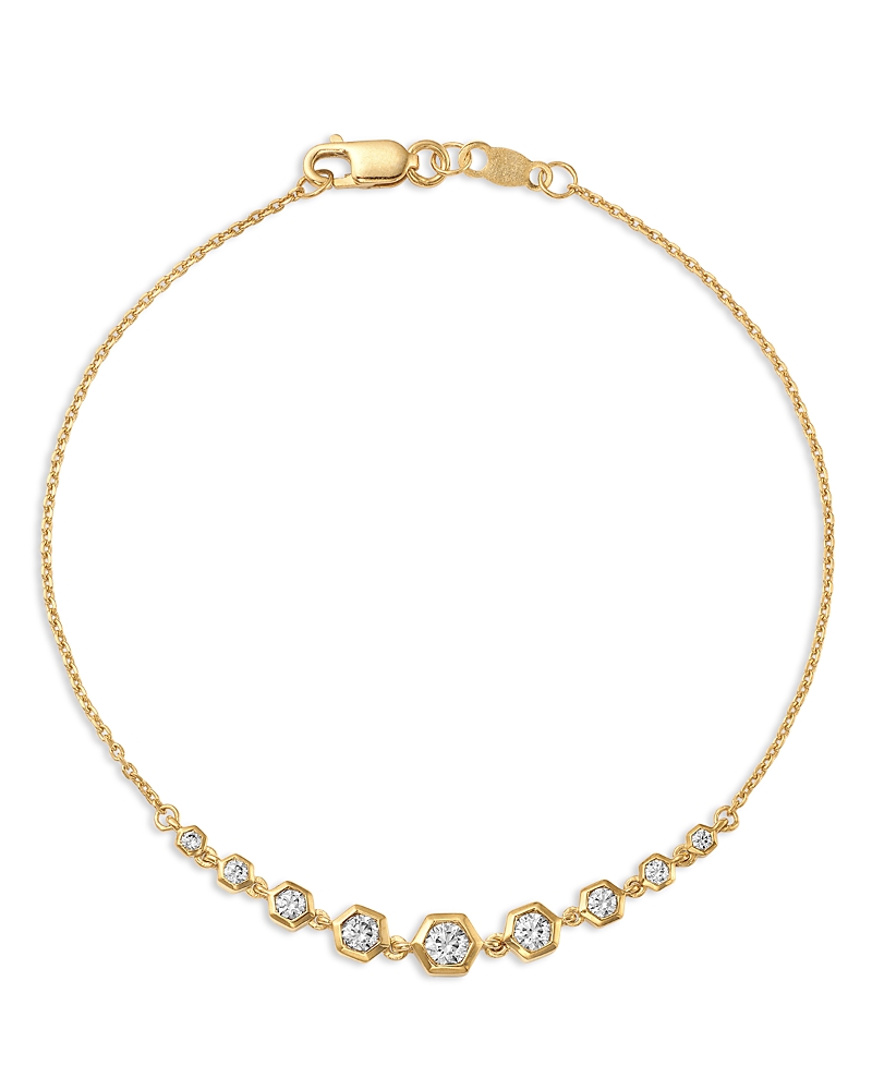 Bloomingdale's Fine Collection Diamond Honeycomb Bezel Bracelet in 14K Yellow Gold, 0.4 tcw