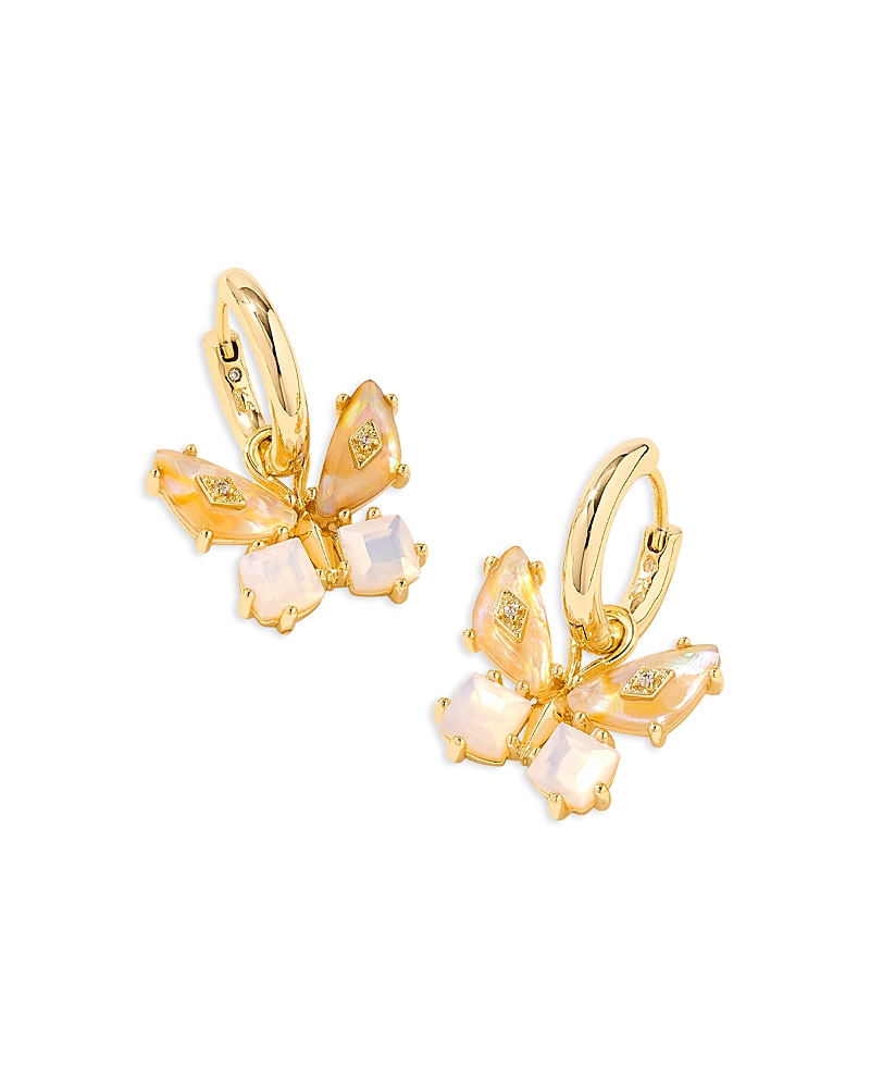 Kendra Scott 14k Gold-plated Mixed Stone Butterfly Charm Huggie Hoop Earrings