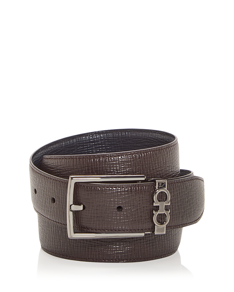 Ferragamo Double Adjus Square Buckle Double Gancino Belt Belts Brown In Brown