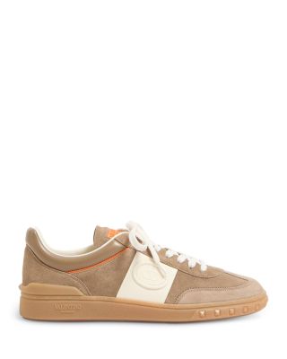 Men&#39;s Embroidered La Greca Suede Sneakers