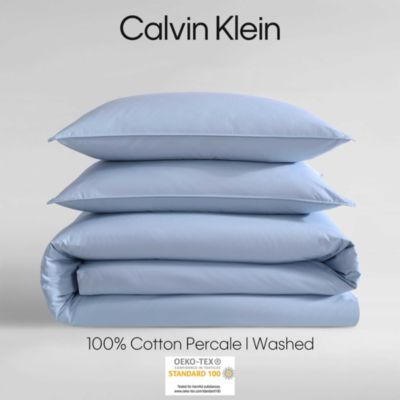 Washed Percale Cotton 3 Piece Duvet Cover Set, King