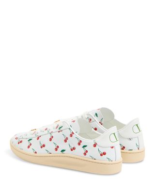 Men&#39;s Leather Printed Lace Up Sneakers