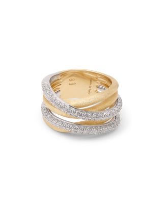 18K White & Yellow Gold Jaipur Gold Alta Diamond Five Row Crossover Ring