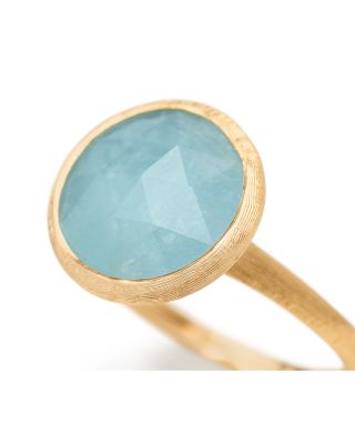 18K Yellow Gold Jaipur Color Aquamarine Medium Bezel Ring