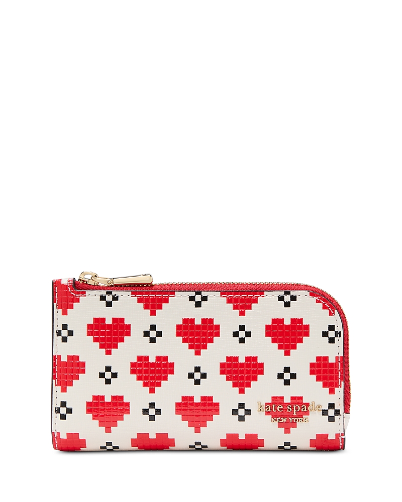 Kate Spade Devin Pixel Hearts Embossed Saffiano Leather Zip-around Continental Wallet